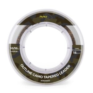 Avid Carp Šokový Vlasec Outline Camo Tapered Leaders Průměr: 0