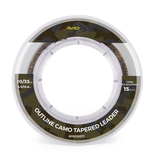 Avid Carp Šokový Vlasec Outline Camo Tapered Leaders Průměr: 0