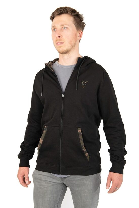 Fox Mikina LW Black/Camo Print Zip Hoody - L