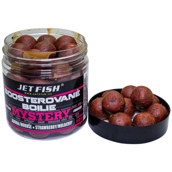 Jet Fish Boosterované Boilie Mystery Jahoda Moruše 250ml Průměr: 24mm