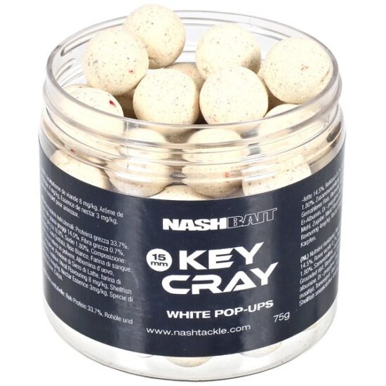 Nash Plovoucí Boilie Key Cray Pop Ups White Hmotnost: 75g