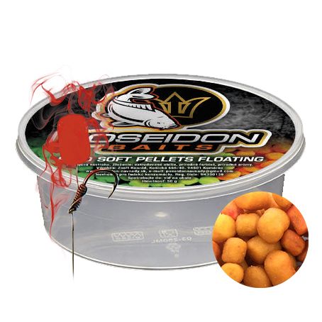 Poseidon Baits Pelety Smoke Soft Pellets Floating Med 50g Průměr: 10mm