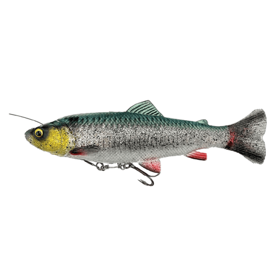 Savage Gear Gumová Nástraha 4D Linethru Pulsetail Trout Slow Sink Green Silver Délka cm: 16cm