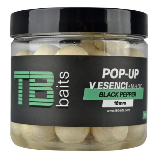 TB Baits Plovoucí Boilie Pop-Up White Black Pepper + NHDC 65g Průměr: 12mm